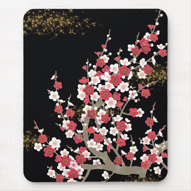 Tapis De Souris Fleurs de cerisier japonaises Art Floral (Devant)