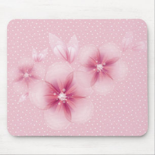 Tapis De Souris Fleurs de cerisiers roses à points