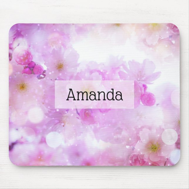 Tapis De Souris Fleurs de fleurs de cerisier rose (Devant)
