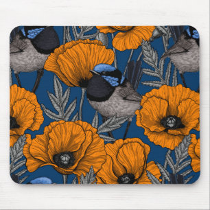 Tapis De Souris Fleurs de fleurs et fleurs de pavot orange