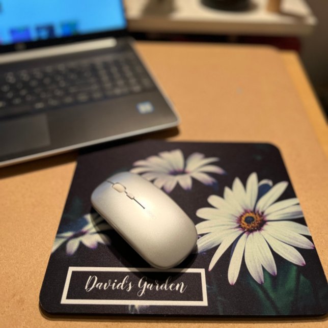 Tapis De Souris Fleurs de Jardin Blanc Adorable Live Love Laugh (Créateur téléchargé)