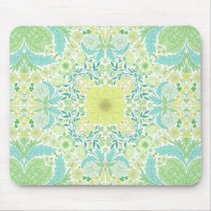 Tapis De Souris Fleurs de jardin rétro en vert et jaune