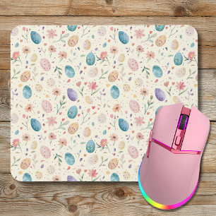 Tapis De Souris Fleurs de Pâques et feuilles aquarelles vintage Œu