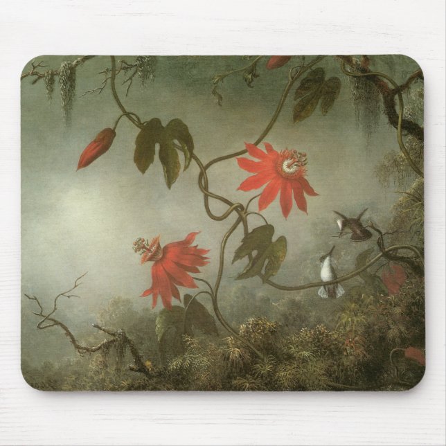 Tapis De Souris Fleurs de passion et colibris par Martin J Heade (Devant)