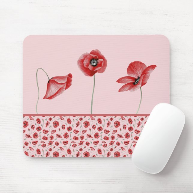 Tapis De Souris Fleurs de pavot (Avec souris)