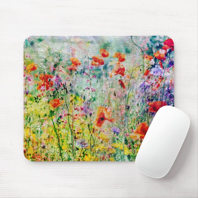 Tapis De Souris Fleurs De Pavot Dans Le pré Mignonne Nature Extéri (Avec souris)