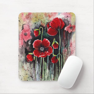 Tapis De Souris Fleurs De Pavot En Aquarelle