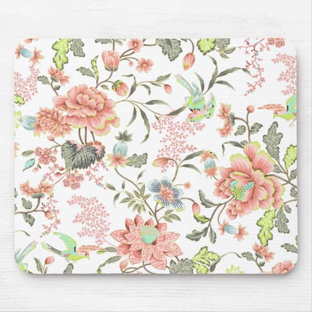 Tapis De Souris Fleurs De Pêche Avec Colibri (Devant)
