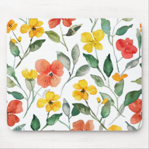 Tapis De Souris Fleurs de Pêcher Jaune Rouge