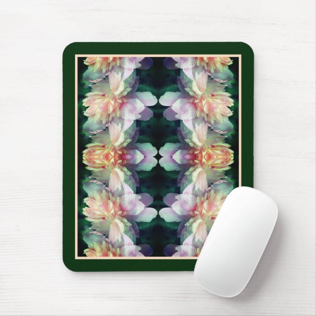 Tapis De Souris Fleurs de pivoine rose Multipliées Abstraites (Avec souris)