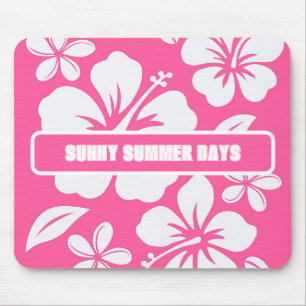 Tapis De Souris Fleurs de plage rose tropicale