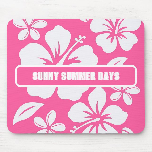 Tapis De Souris Fleurs de plage rose tropicale (Devant)