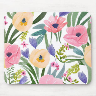 Tapis De Souris Fleurs de printemps Aquarelle florale pastel