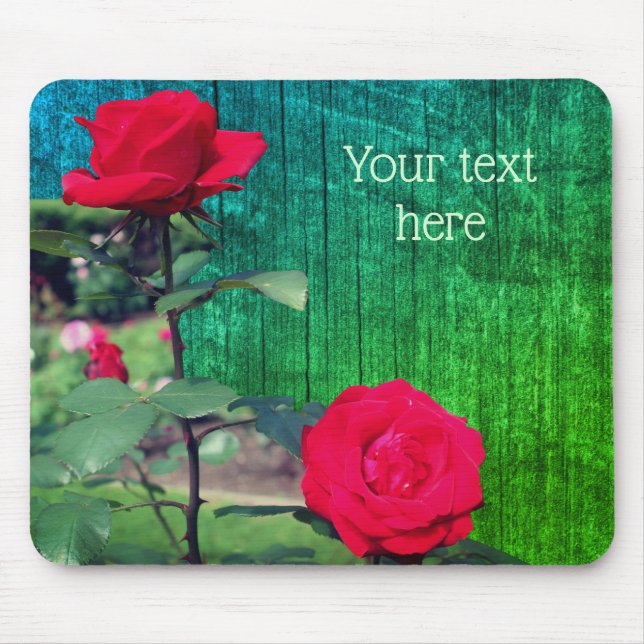 Tapis De Souris Fleurs de rose rouge personnalisées (Devant)