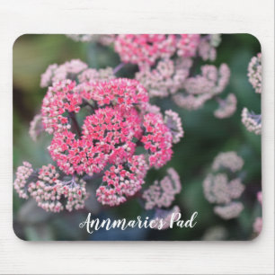 Tapis De Souris Fleurs de Sedum en rose et blanc