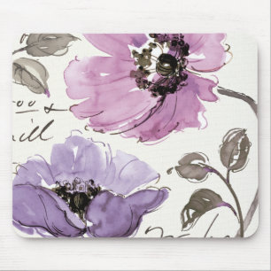 Tapis De Souris Fleurs de valse florales d'aquarelle de prune