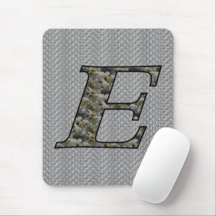 Tapis De Souris Fleurs d'hortensia à initiale de monogramme E