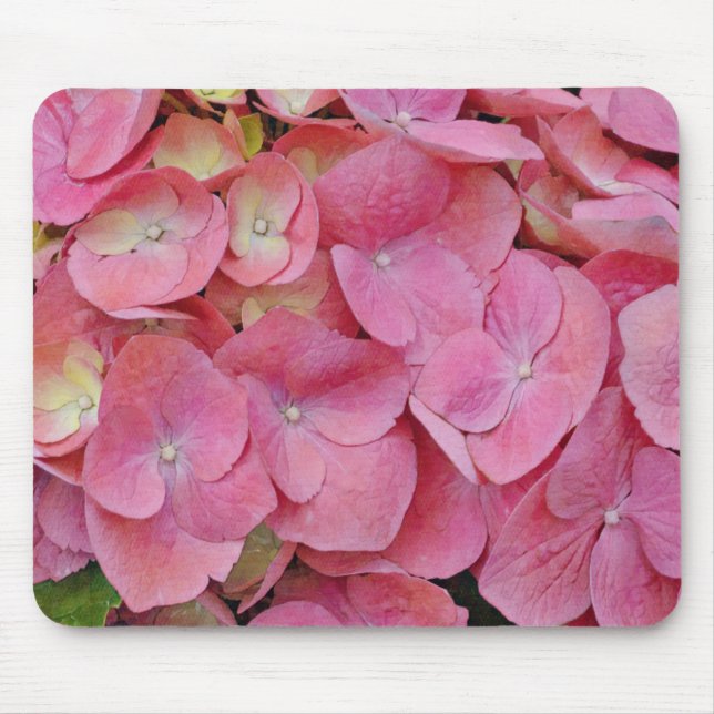 Tapis De Souris Fleurs d'Hydrangée rose Gros plan d'art Souris (Devant)