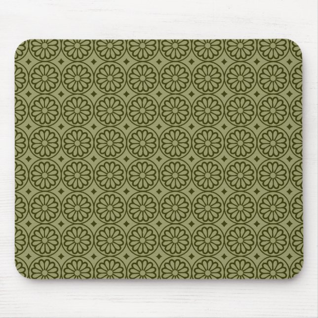 Tapis De Souris Fleurs égyptiennes anciennes - Khaki et vert pâle (Devant)