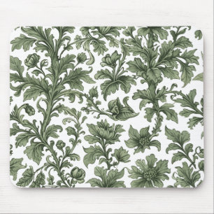 Tapis De Souris Fleurs et feuilles vertes