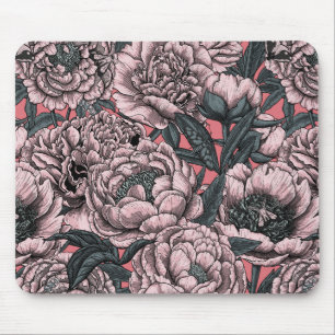 Tapis De Souris Fleurs et moisissures de pivoines roses