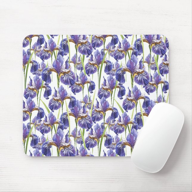 Tapis De Souris Fleurs Iris Violettes (Avec souris)