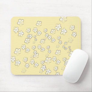 Tapis De Souris Fleurs Joyeuses - Jaune - Mignonne Pad Souris