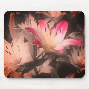 Tapis De Souris Fleurs Lys Vintage Noir Et Blanc
