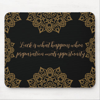 Tapis De Souris Fleurs Mandala d'or avec motif noir