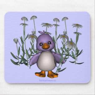 Tapis De Souris Fleurs marguerites d'oiseaux mauves mignonnes Mous