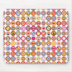 Tapis De Souris fleurs mignonnes, oiseaux, motif de coeurs