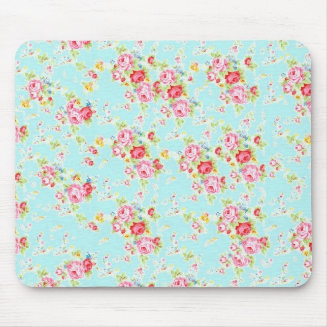 Tapis De Souris Fleurs minables de roses de rose floral chic (Devant)