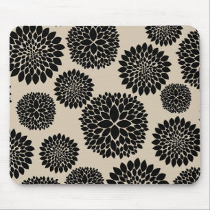 Tapis De Souris Fleurs noires crème
