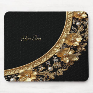 Tapis de souris Fleurs Ornementales Dorées