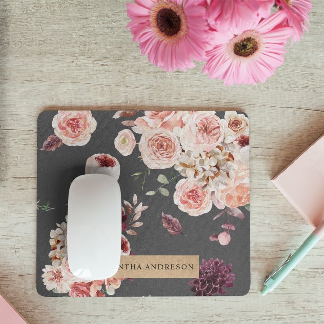 Tapis De Souris Fleurs Pastel Modernes & Cadeau Personnalisé Kraft (Créateur téléchargé)