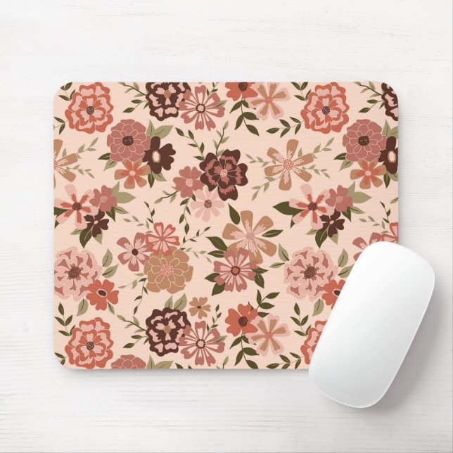 Tapis De Souris Fleurs Pêchent Motif botanique Brown (Avec souris)