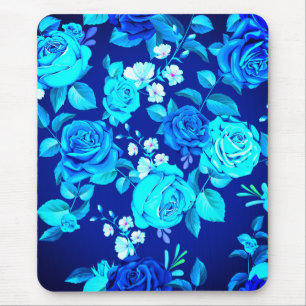 Tapis De Souris Fleurs Rose bleu classique Motif-876