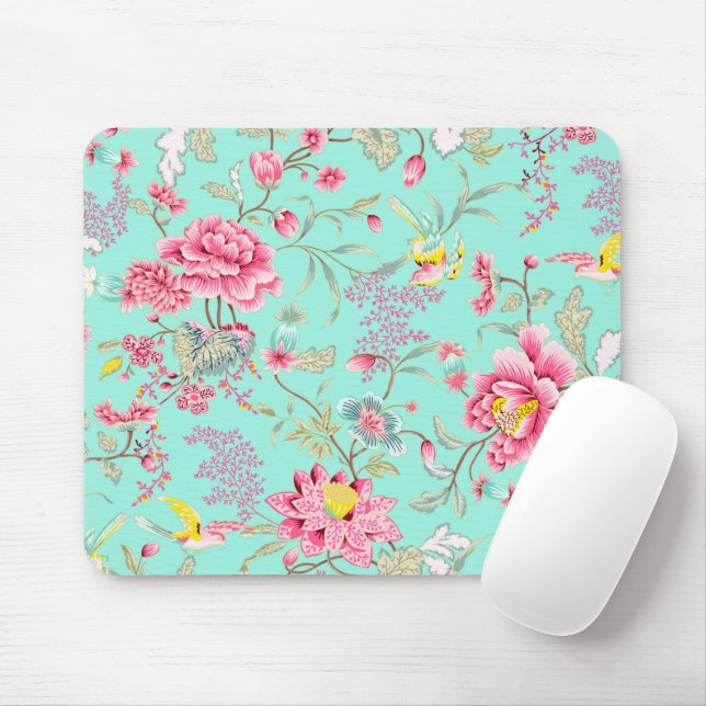 Tapis De Souris Fleurs Roses Avec Souris De Colibri (Avec souris)