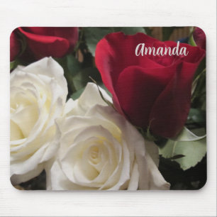 Tapis de souris Fleurs Roses Blanches et Rouges