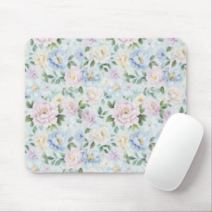 Tapis De Souris Fleurs roses bleues jaunes