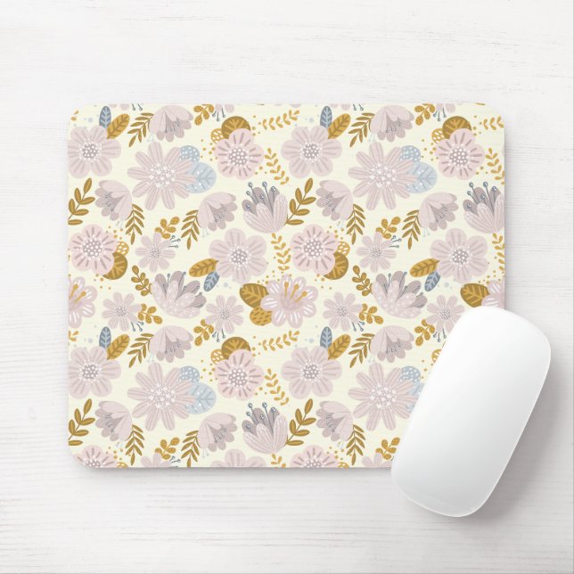 Tapis De Souris Fleurs roses délicates (Avec souris)