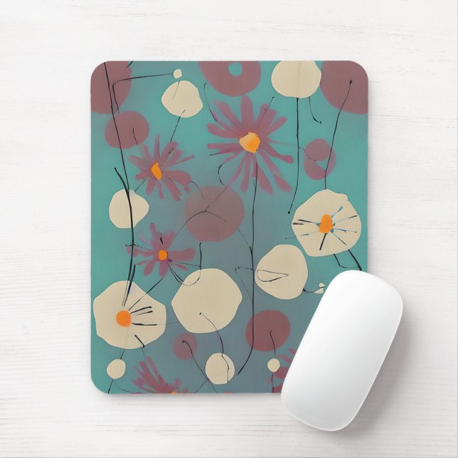 Tapis De Souris Fleurs roses et blanches rétro (Avec souris)