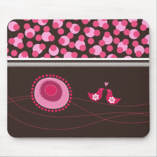 Tapis De Souris Fleurs roses et motif heureux Mousepad de point