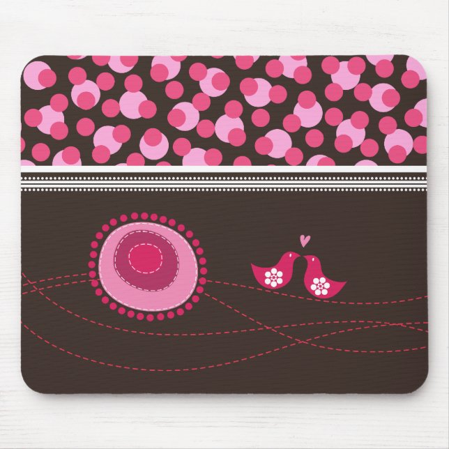 Tapis De Souris Fleurs roses et motif heureux Mousepad de point (Devant)