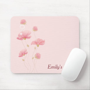 Tapis De Souris Fleurs Roses Translucides Sur Rose