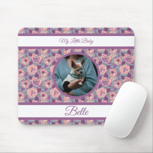 Tapis De Souris Fleurs roses violettes & bannières avec nom/phrase