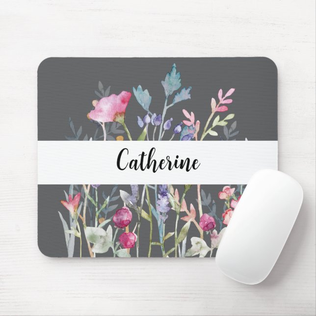 Tapis De Souris Fleurs sauvages colorés avec nom personnalisé Sour (Avec souris)