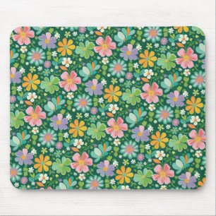 Tapis De Souris Fleurs sauvages Pastel En Rose Violet Orange Et Ve
