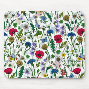 Tapis De Souris Fleurs sauvages sur blanc cassé