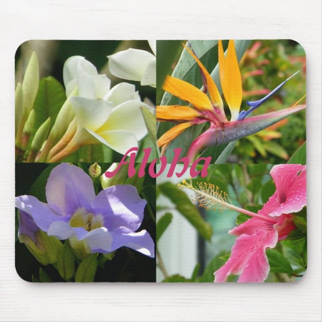 Tapis De Souris Fleurs tropicales de Plumeria de ketmie de Kauai (Devant)